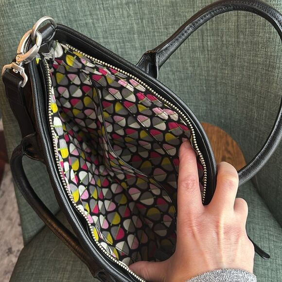 VERA BRADLEY DAY OFF SATCHEL SHOULDER BAG CLASSIC BLACK SIGNATURE RETIRED NWOT - Picture 7 of 12